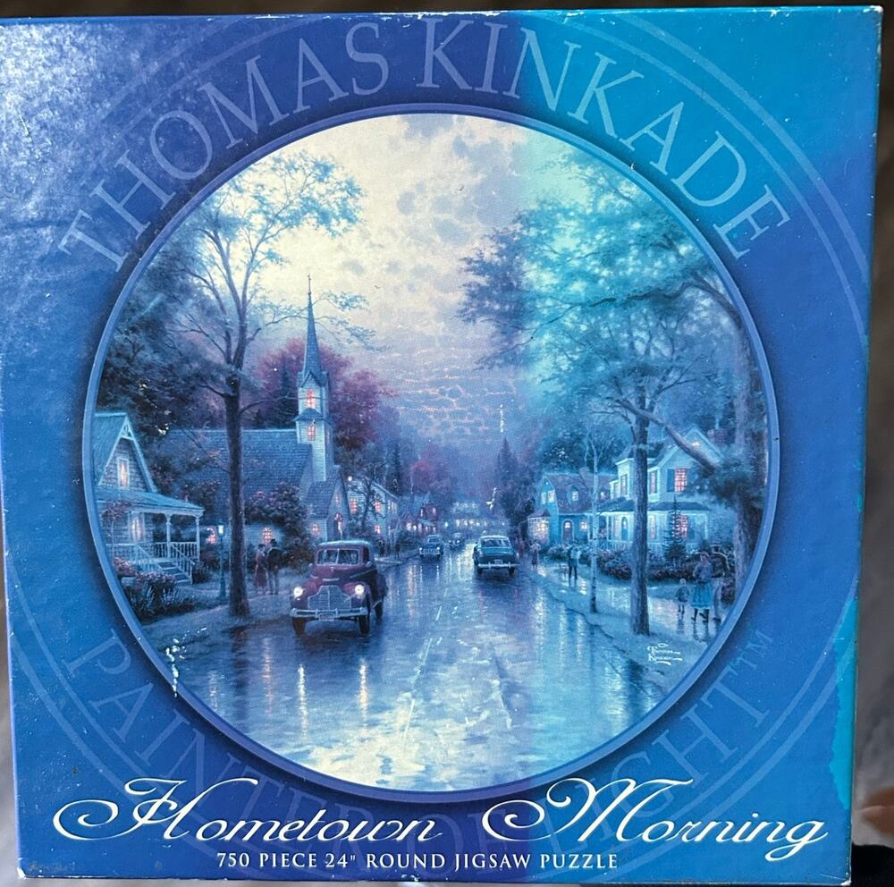 Thomas Kinkade 24' Round Puzzle 750 pieces Hometown Morning